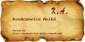 Kovácsovics Anikó névjegykártya